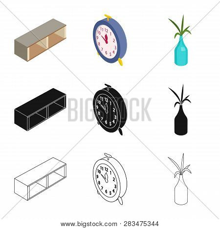 Vector Design Of Bedroom And Room Icon. Collection Of Bedroom And Furniture Vector Icon For Stock.