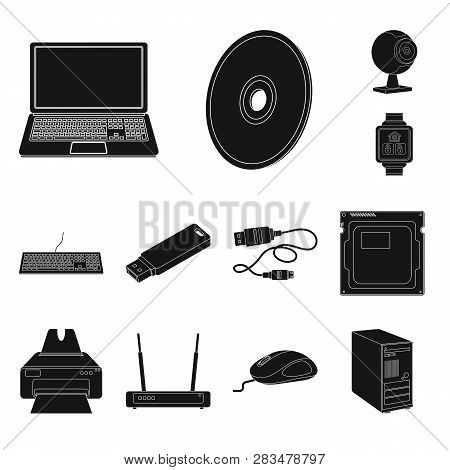 Isolated Object Of Laptop And Device Sign. Collection Of Laptop And Server Stock Vector Illustration