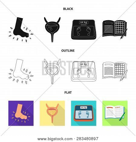 Vector Illustration Of Diet And Treatment  Logo. Set Of Diet And Medicine Stock Symbol For Web.