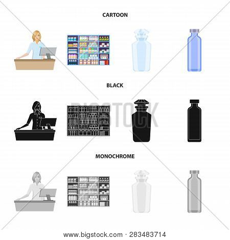 Isolated Object Of Retail And Healthcare Sign. Set Of Retail And Wellness Stock Vector Illustration.