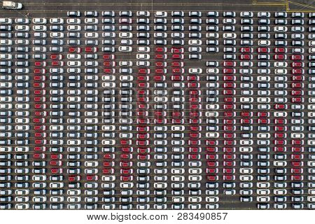 Car Parking On The Logistic Port Before Export By Ship, This Immage Can Use For Business, Car, Autom