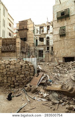Old City In Jeddah, Saudi Arabia Known As Historical Jeddah. Ancient Building In Unesco World Herita