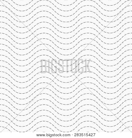Abstract Seamless Pattern Of Dotted Horizontal Wavy Lines, Smooth Bends. Modern Stylish Geometric Te
