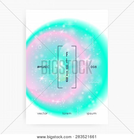 Unicorn Flyer. Kawaii Rainbow Hologram. Princess Holographic Gradient. Creative Universe Banner. Fan