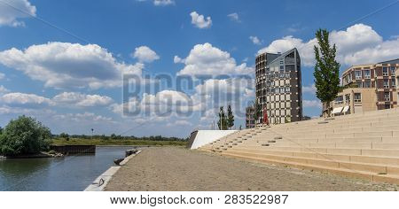 Panorama Of The New Ijssel Riverfron In Doesburg, Netherlands