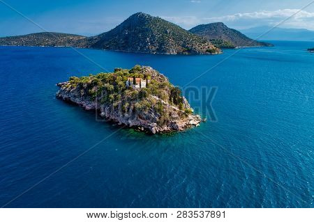 Top View Of Island Koronisi Near Tolo Of Argolida In Peloponnese, Greece