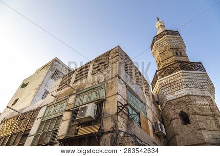 Al Shafi Mosque Nearby Balad Shopping Area In Jeddah, Saudi Arabia
