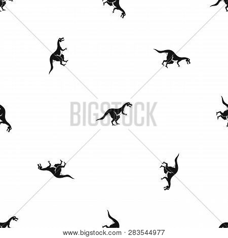 Theropod Dinosaur Pattern Repeat Seamless In Black Color For Any Design. Geometric Illustration