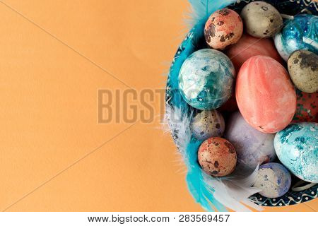 Happy Easter. Easter Background. Colorful Easter Eggs. Pantone Eggs