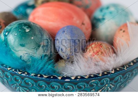 Happy Easter. Easter Background. Colorful Easter Eggs. Pantone Eggs