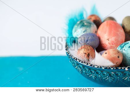 Happy Easter. Easter Background. Colorful Easter Eggs. Pantone Eggs
