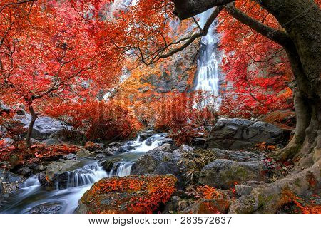 Khlong Lan Waterfall Is A Beautiful Waterfalls In The Rain Forest Jungle Thailand