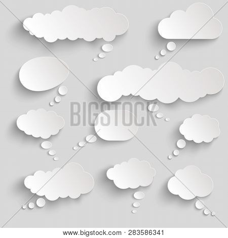 Illustration Of Thought Bubbles With Shadow Looking Like Stickers