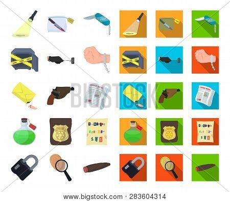 Detective Agency Cartoon, Flat Icons In Set Collection For Design. Crime And Investigation Vector Sy