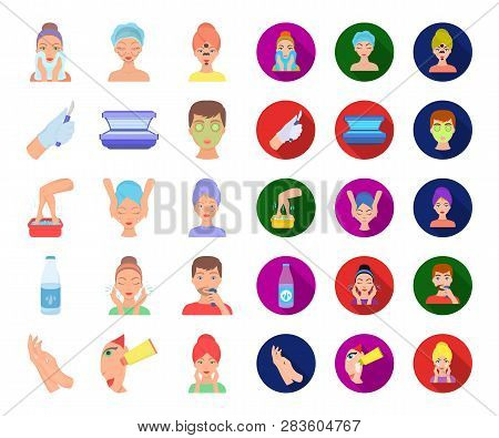 Skin Care Cartoon, Flat Icons In Set Collection For Design. Face And Body Vector Symbol Stock Web Il