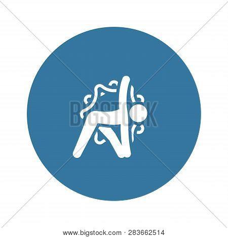 Yoga Triangle Pose Icon. Flat Design Yoga Poses With Mandala Ornament In Back. Isolated Illustration
