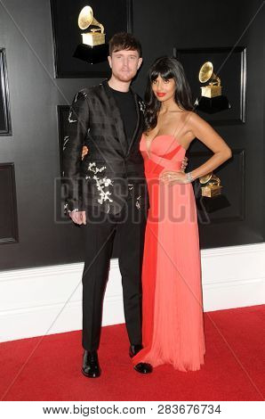 LOS ANGELES - FEB 10:  James Blake, Jameele Jamil at the 61st Grammy Awards at the Staples Center on February 10, 2019 in Los Angeles, CA