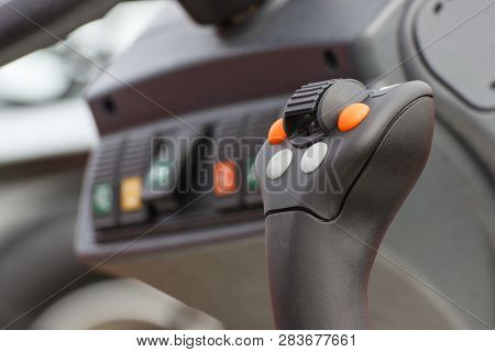 Operating Control Panel With Buttons In Truck, Agricultural Or Industrial Machine Or Other Vehicle
