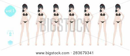 Anime Manga Girl. In A Summer Bikini Swimsuit