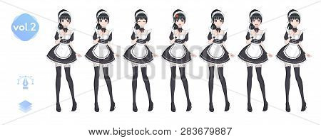 Anime Manga Girl. Costume Of Maid Cafe