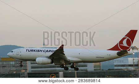 Frankfurt Am Main, Germany - July 19, 2017: Airbus A330-243f Tc-jds Of Turkish Cargo Approaching To 
