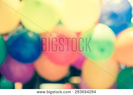 Blur Colorful Party Balloons For Background. Bright Abstract Background.