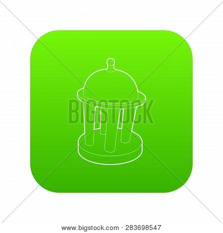 Rotunda Icon Green Vector Isolated On White Background