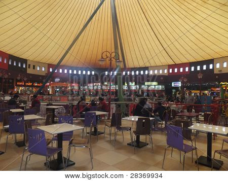 Food Court at the Great India Place mall in Noida in Delhi, India