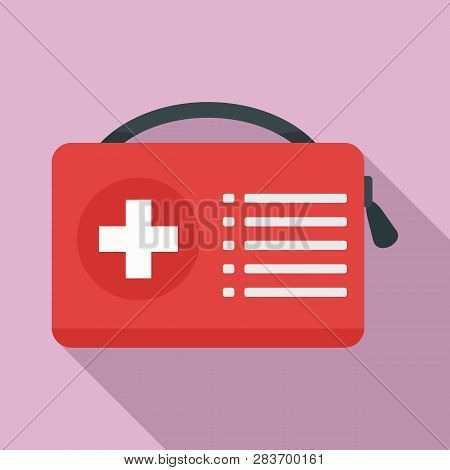 First Aid Kit Icon. Flat Illustration Of First Aid Kit Vector Icon For Web Design