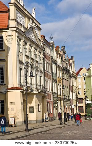 Poznan/poland - February 6th 2019: The Old Town Square With Historic Buildings, Popular Touristic De