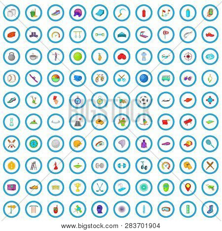 100 Activity Icons Set In Cartoon Style For Any Design Vector Illustration