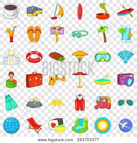 Holiday Icons Set. Cartoon Style Of 36 Holiday Vector Icons For Web For Any Design