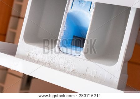 Dirty Tray For Washing Powder In The Washing Machine