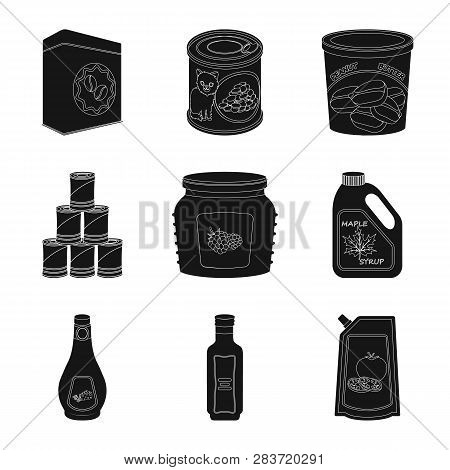 Vector Design Of Can And Food Symbol. Collection Of Can And Package Stock Vector Illustration.