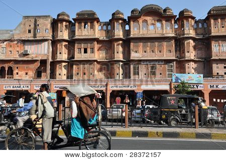Streets of Indra Bazar in Jaipur, Rajasthan, in India