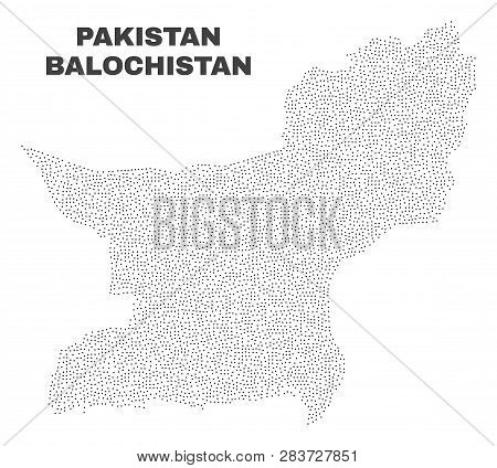 Balochistan Province Map Designed With Small Points. Vector Abstraction In Black Color Is Isolated O