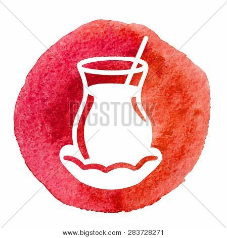 Vector Illustration Of A Glass Of Traditional Middle Eastern Glass Of Black Tea On A Decorative Plat