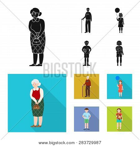 Vector Design Of Character And Avatar  Logo. Set Of Character And Portrait Vector Icon For Stock.