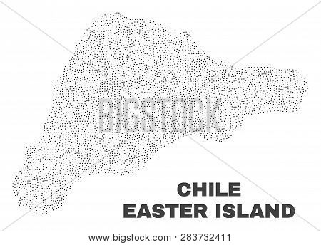 Easter Island Map Designed With Tiny Points. Vector Abstraction In Black Color Is Isolated On A Whit