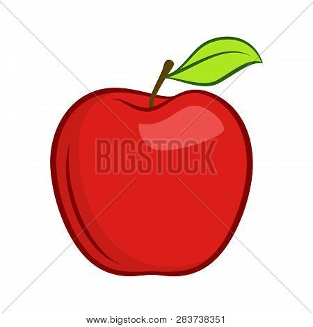Red Granny Smith Apple Fruit With Leaf Flat Icon For Food Apps And Websites