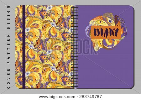 Notebook And Diary Cover Design For Print With Seamless Pattern Included.