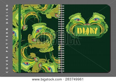 Notebook And Diary Cover Design For Print With Seamless Pattern Included.