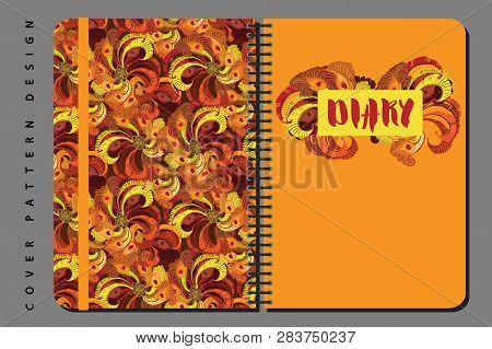 Notebook And Diary Cover Design For Print With Seamless Pattern Included.