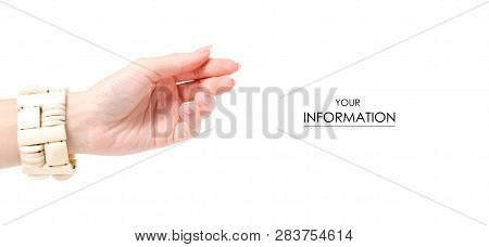 Bijouterie Bracelet Ivory Stone In Hand Pattern On White Background Isolation