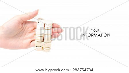 Bijouterie Bracelet Ivory Stone In Hand Pattern On White Background Isolation