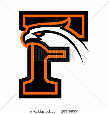 Letter F With Eagle Head. Great For Sports Logotypes And Team Mascots.