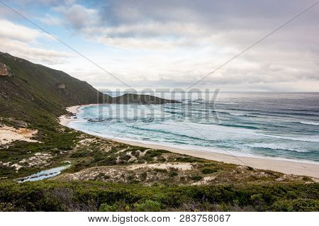Conspicuous Cliff Lookout View In Western Australia Near The Town Of Walpole. Landscape With An Ocea