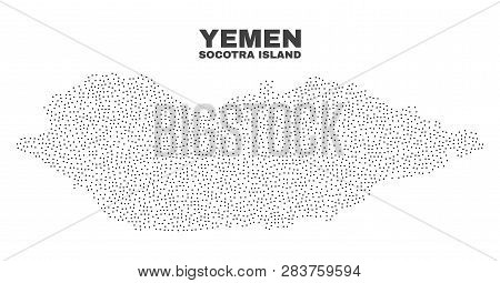 Socotra Island Map Designed With Tiny Dots. Vector Abstraction In Black Color Is Isolated On A White