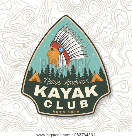 Kayak Club. Vector. Concept For Patch, Badge, Shirt, Print, Stamp Or Tee. Vintage Typography Design 