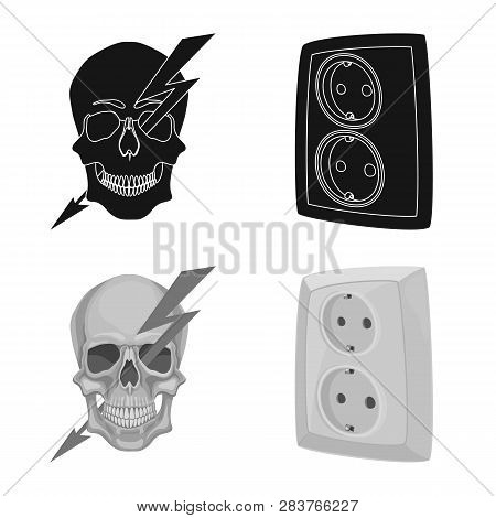 Vector Illustration Of Electricity And Electric Logo. Collection Of Electricity And Energy Vector Ic